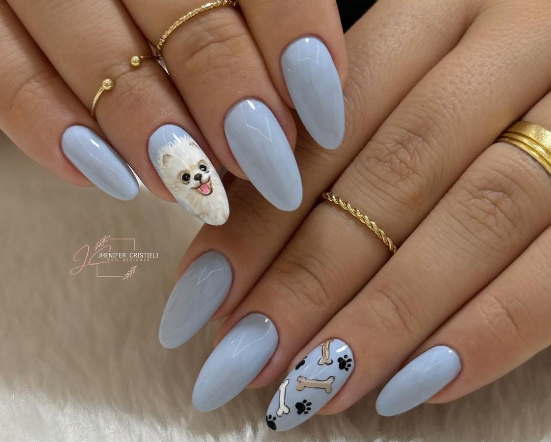 Unhas decoradas com cachorrinhos 