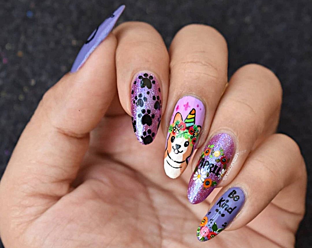 Unhas decoradas com cachorrinhos 