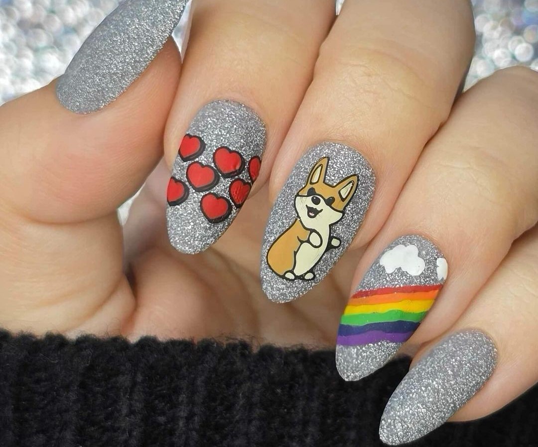 Unhas decoradas com cachorrinhos 