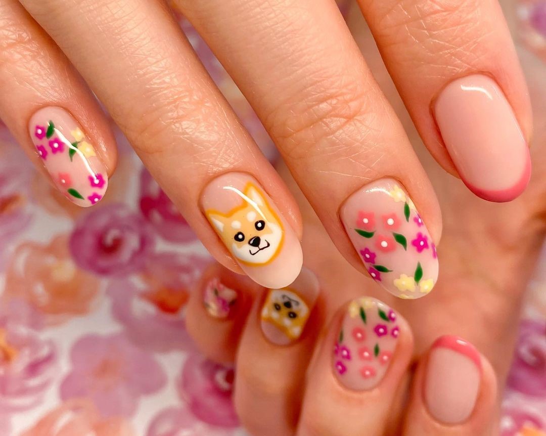 Unhas decoradas com cachorrinhos 