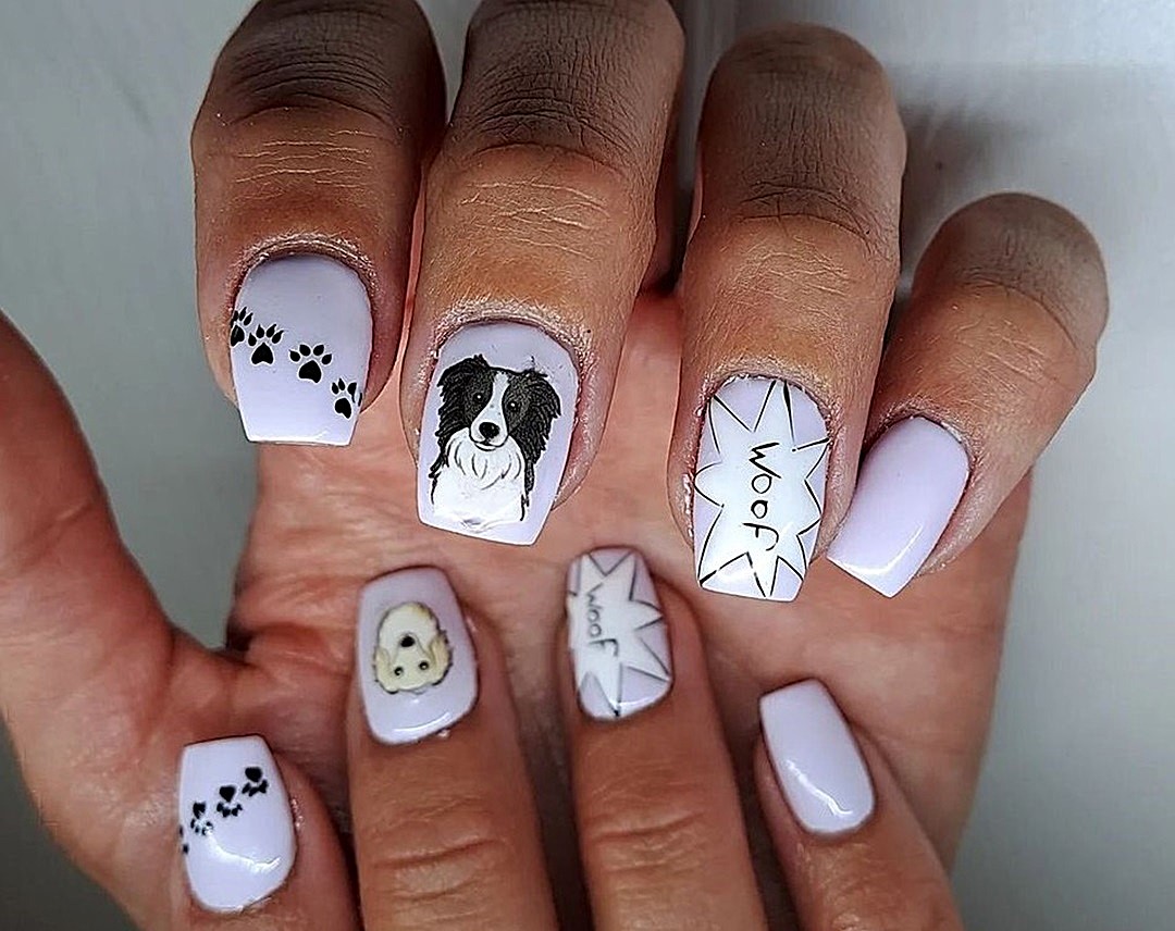 Unhas decoradas com cachorrinhos