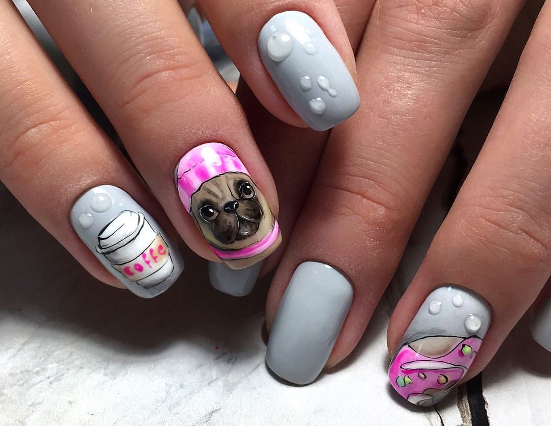 Unhas decoradas com cachorrinhos 