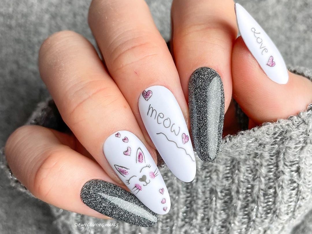 Unhas decoradas com gatinhos 