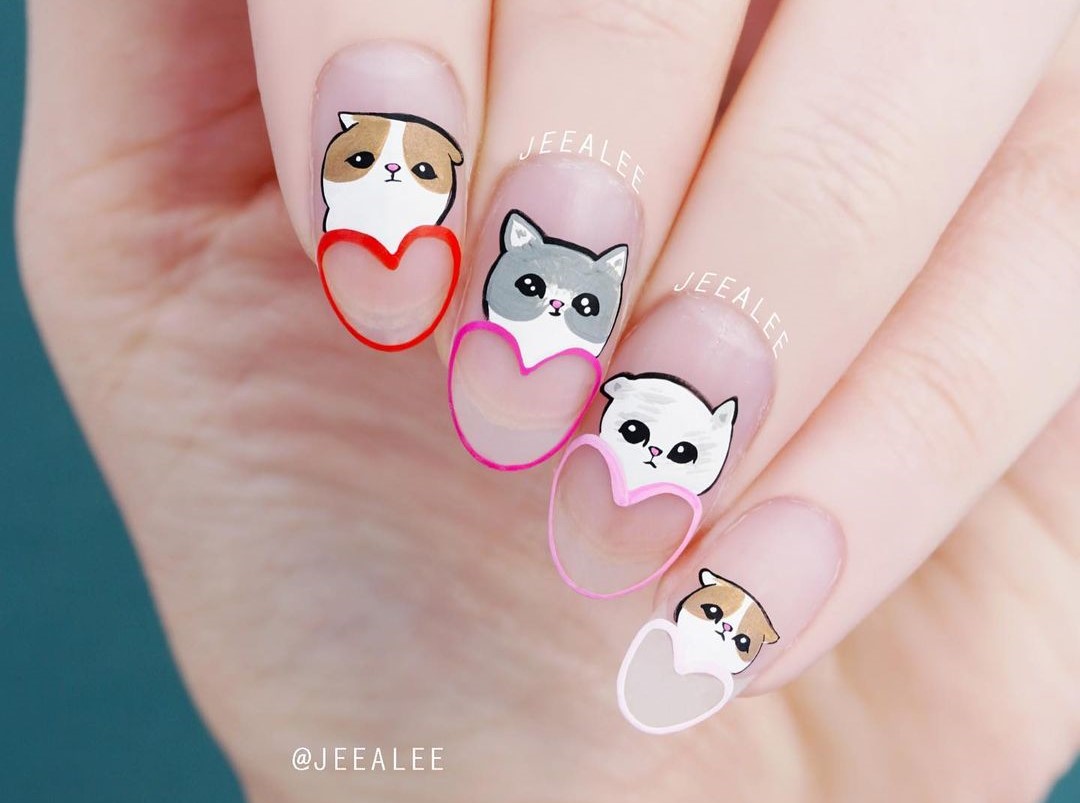 Unhas decoradas com gatinhos 