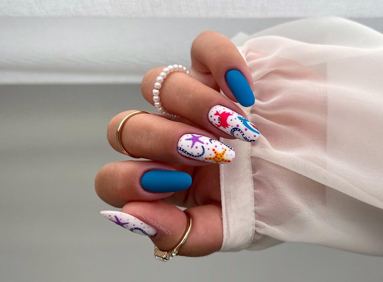 Ideias para unhas decoradas com tema fundo do mar