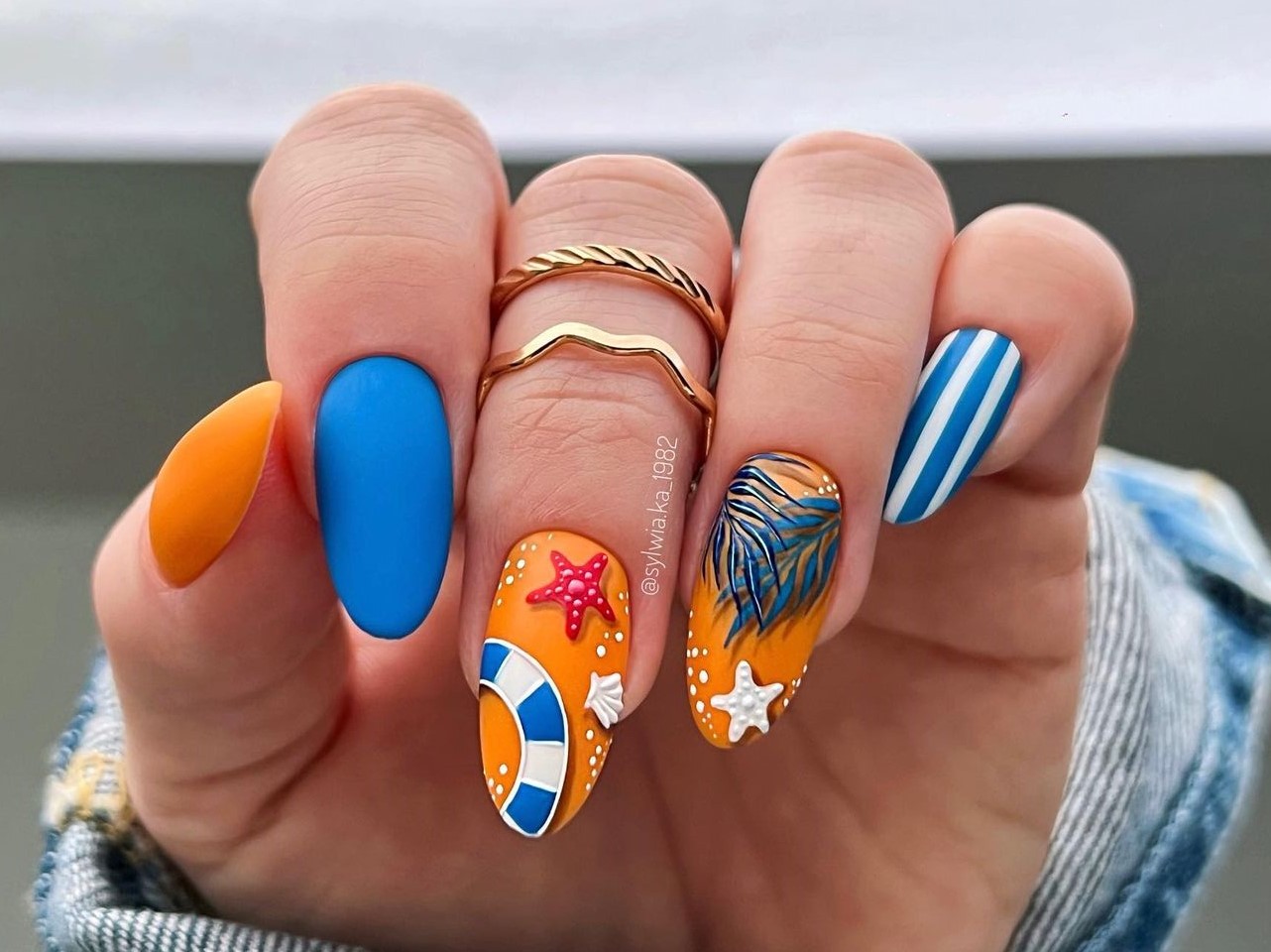 Unhas decoradas com tema fundo do mar 