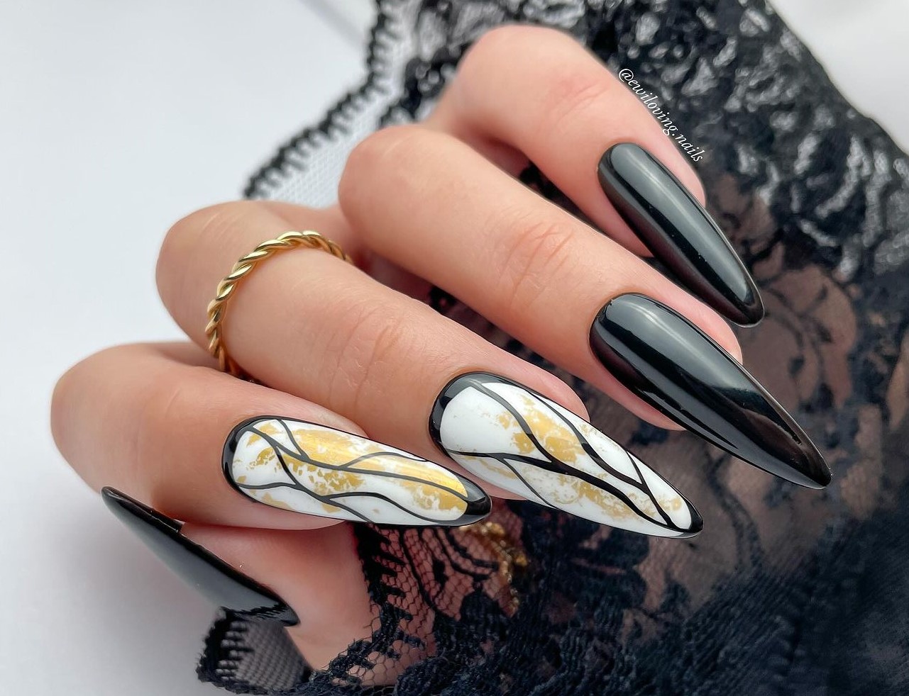 Unhas Decoradas preto e branco 