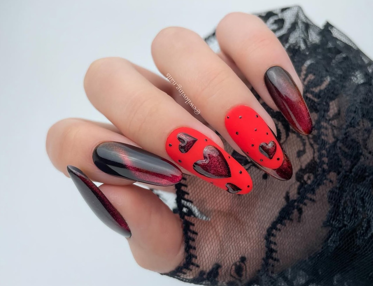 Tendências de nail art de Dia dos namorados